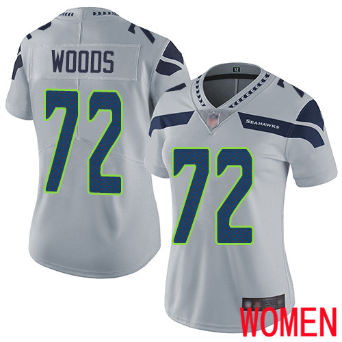 Seattle Seahawks Limited Grey Women Al Woods Alternate Jersey NFL Football 72 Vapor Untouchable